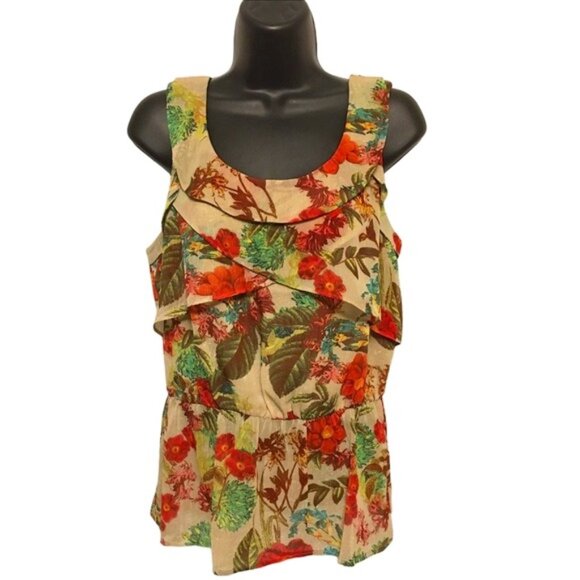 Daniel rainn Floral Ruffle Peplum Tank Top Size Small - Picture 2 of 8